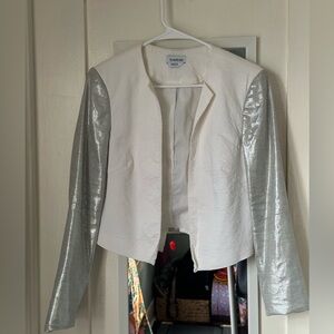 White jacket with silver sleeves
